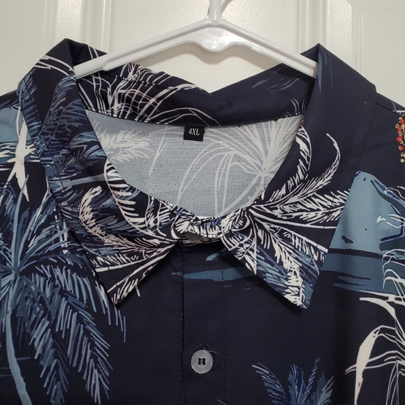 Men's Blue Palm Trees Hawaiian Shirt size XXL - Picture 2 of 16